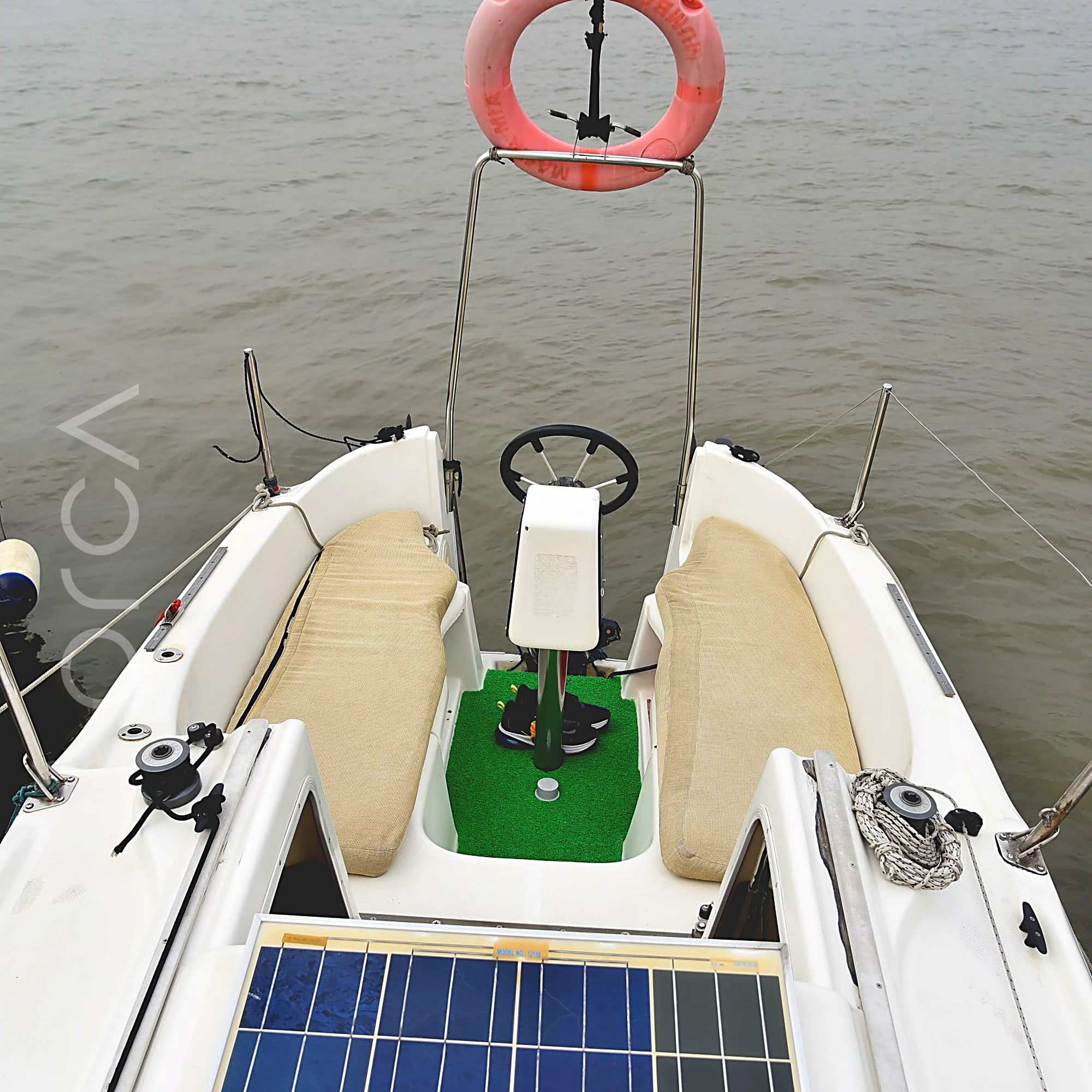 A Macgregor 26 sailboat in Mumbai, out on the water, available to rent from Orca Sail.