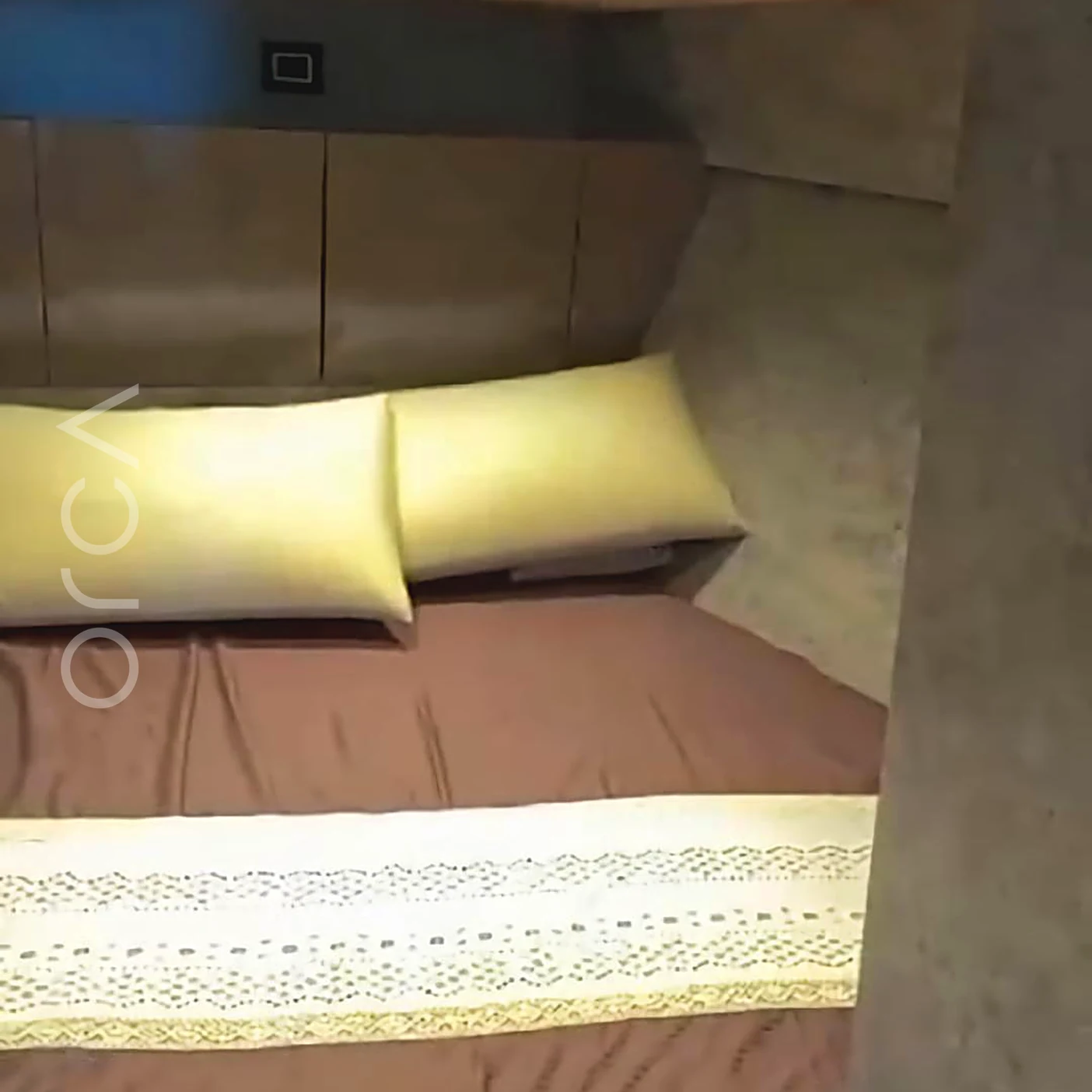 A Ripple motor yacht in Goa, the cabin, available to rent from Orca Sail.