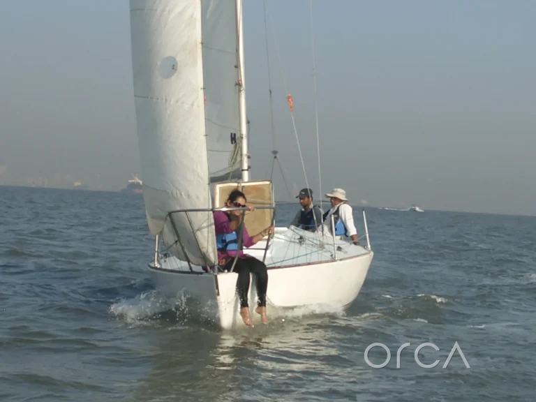 A J24 on a harbour cruise to Mandwa