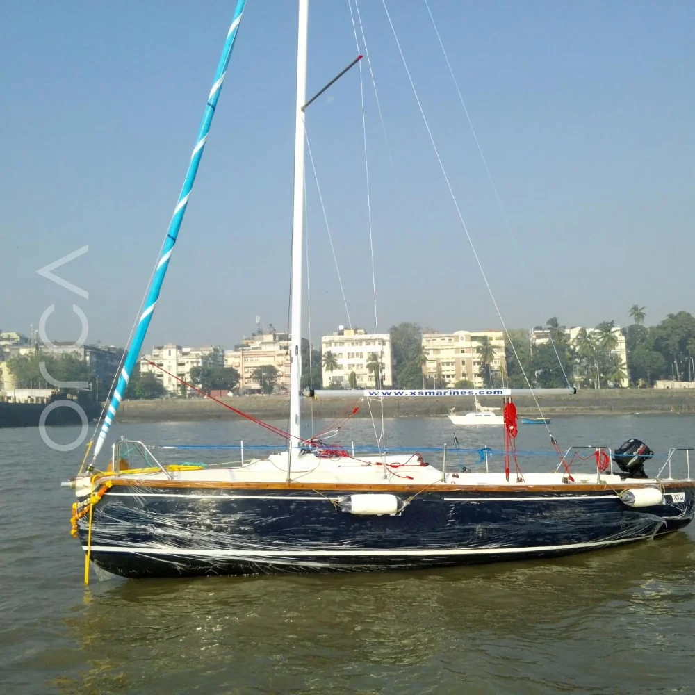 The XS43 sail yacht on the water in Mumbai, representing the boats available to rent from Orca Sail.