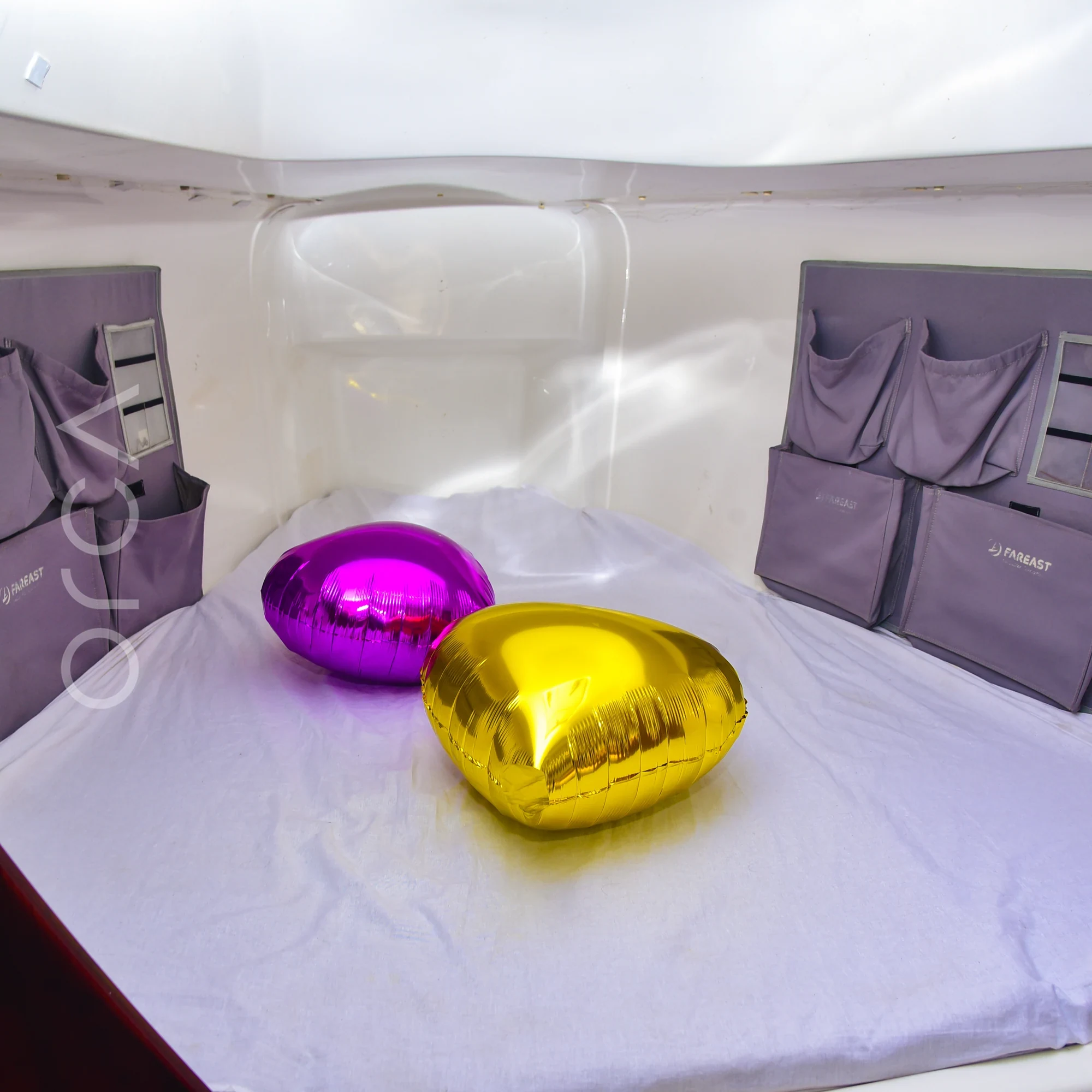 The main cabin aboard a Fareast 26 sail yacht in Mumbai, available to rent from Orca Sail.