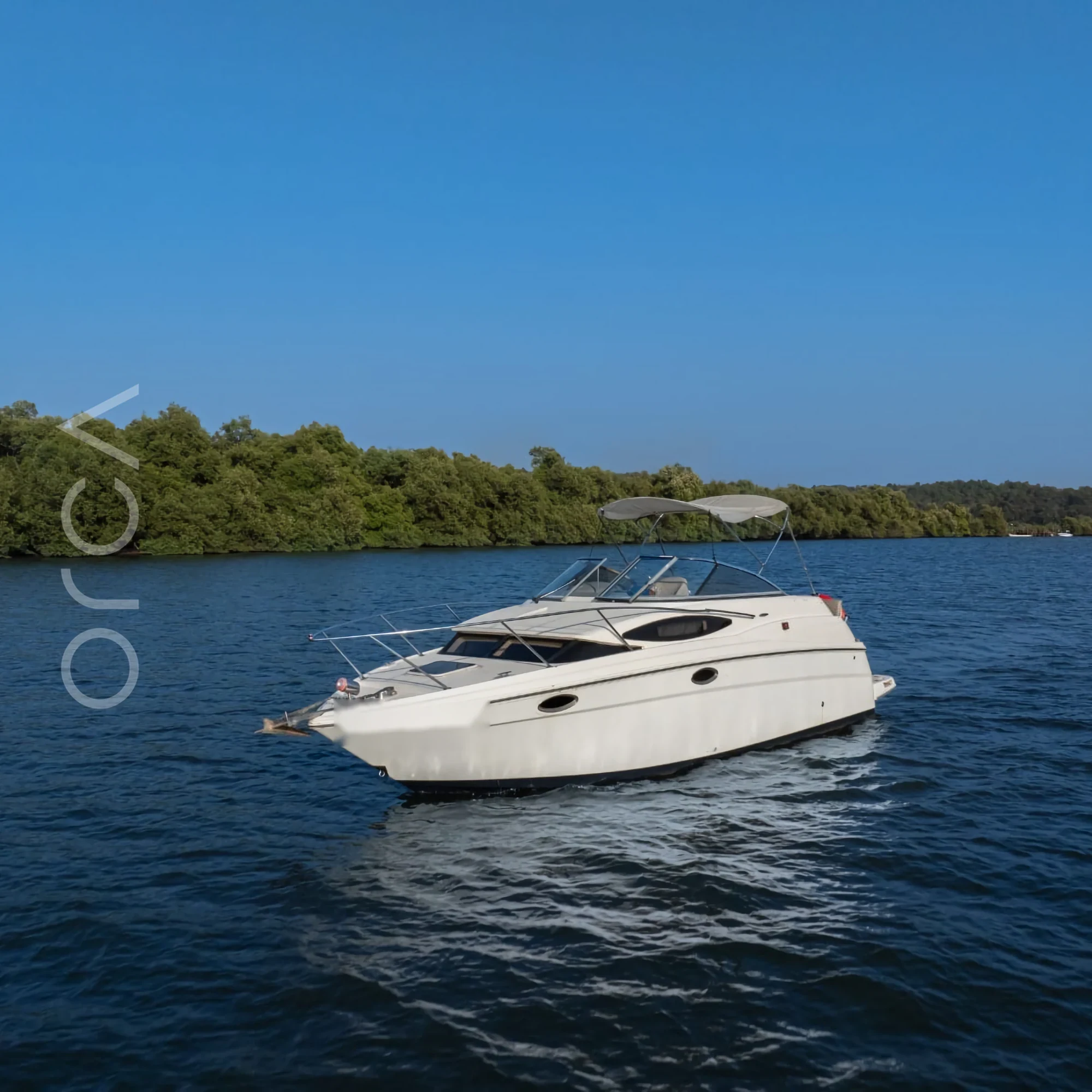 The Regal 2565 speedboat on the water in Goa, available to rent from Orca Sail.